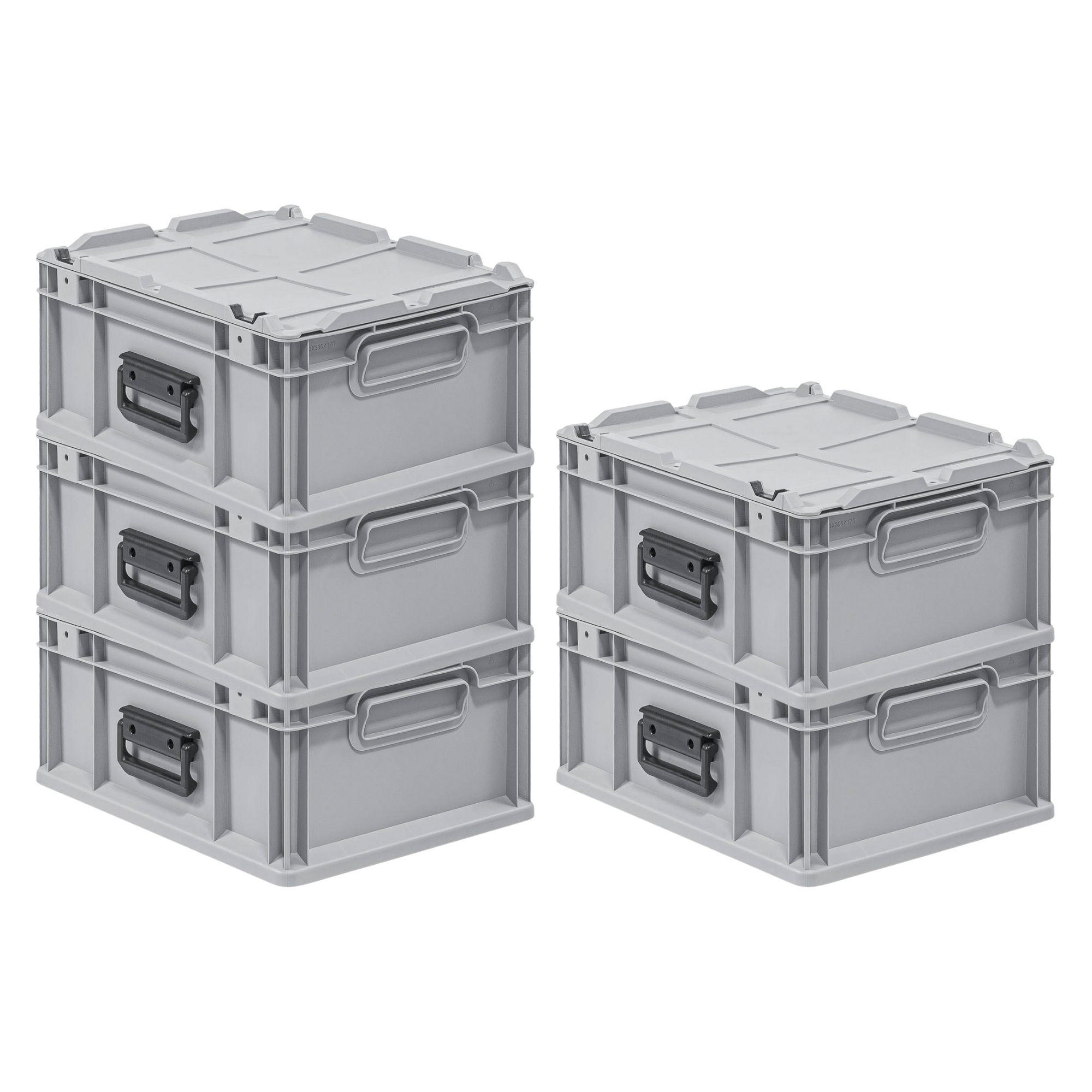 EUROBOX 5x Nextgen Portable 185x30x40cm 16 Liter - Grau, Kunststoff (30/18.5/40cm) - PROREGAL