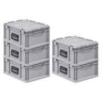 EUROBOX 5x Nextgen Portable 185x30x40cm 16 Liter - Grau, Kunststoff (30/18.5/40cm) - PROREGAL