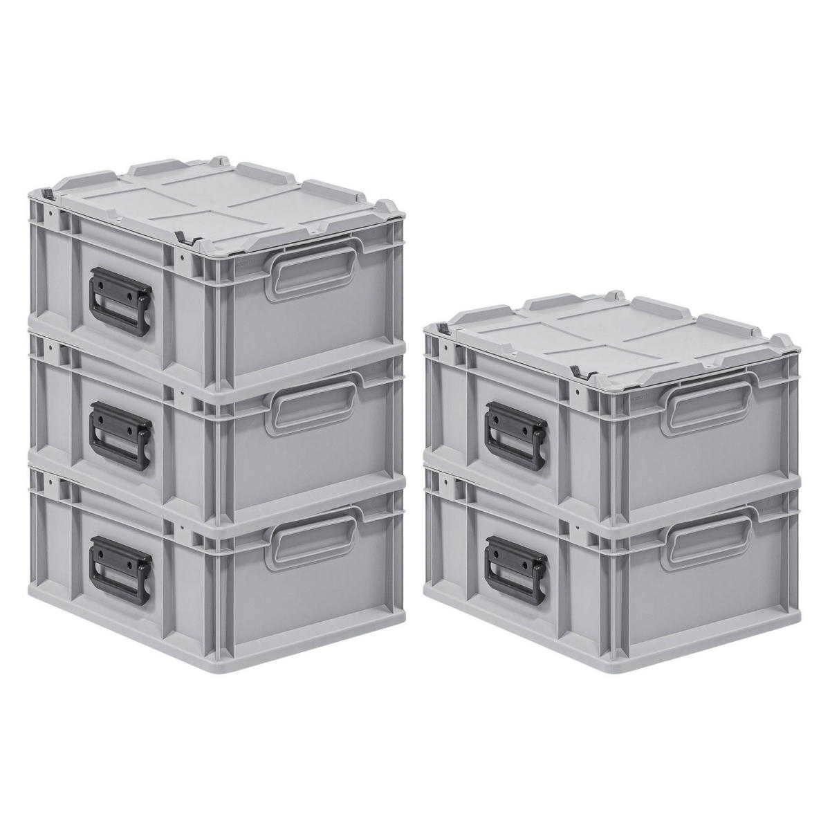 EUROBOX 5x Nextgen Portable 185x30x40cm 16 Liter - Grau, Kunststoff (30/18.5/40cm) - PROREGAL