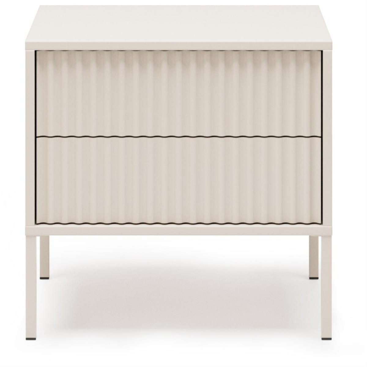 NACHTTISCH Noto mit 2 Schubladen und geriffelten Fronten, 54 cm - Kaschmir, Holzwerkstoff (54/38/53cm) - Beautysofa