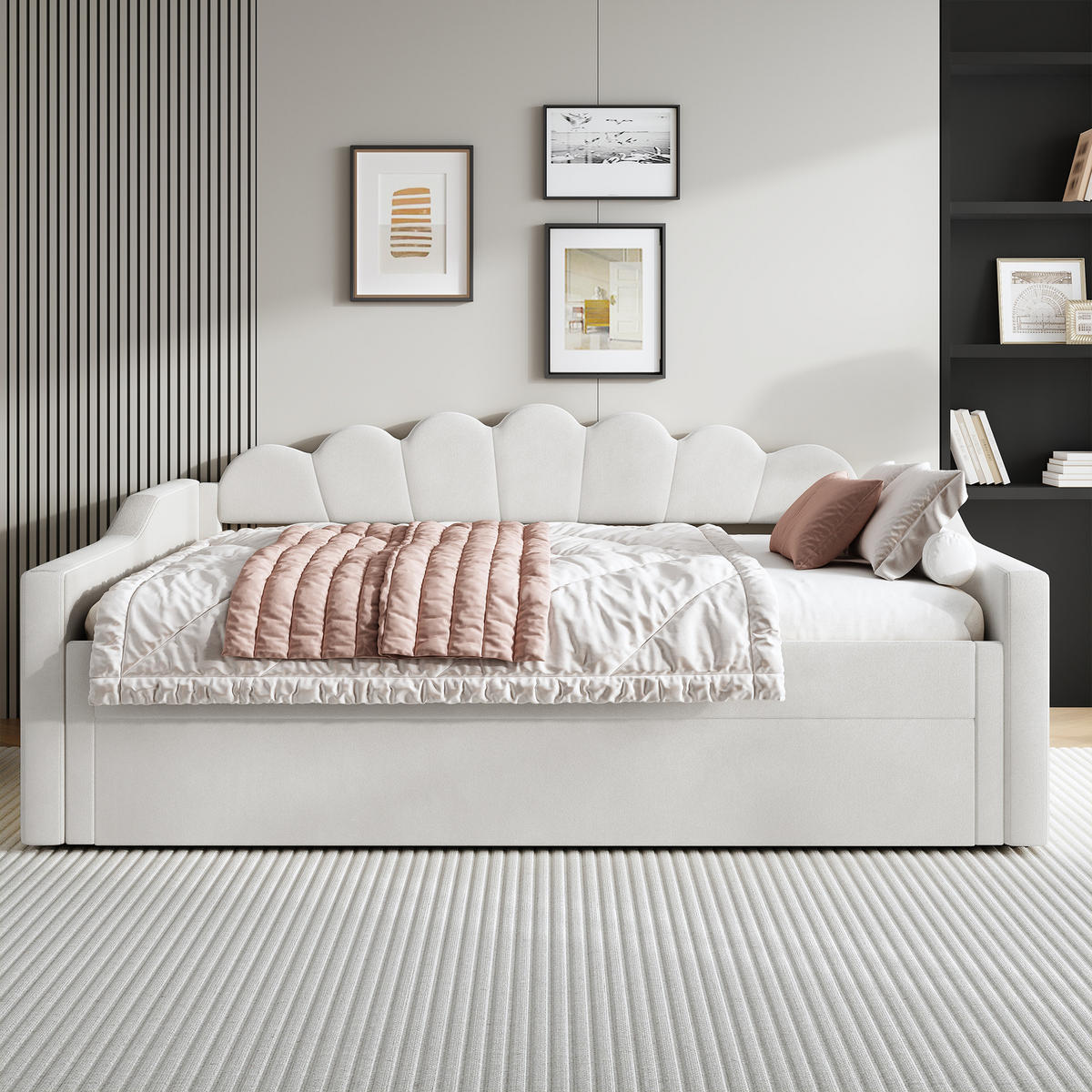 AUSZIEHBETT 140/200 cm DE-03394, mit LED, in Beige - Beige, Holzwerkstoff (140/200cm) - ComfortXL