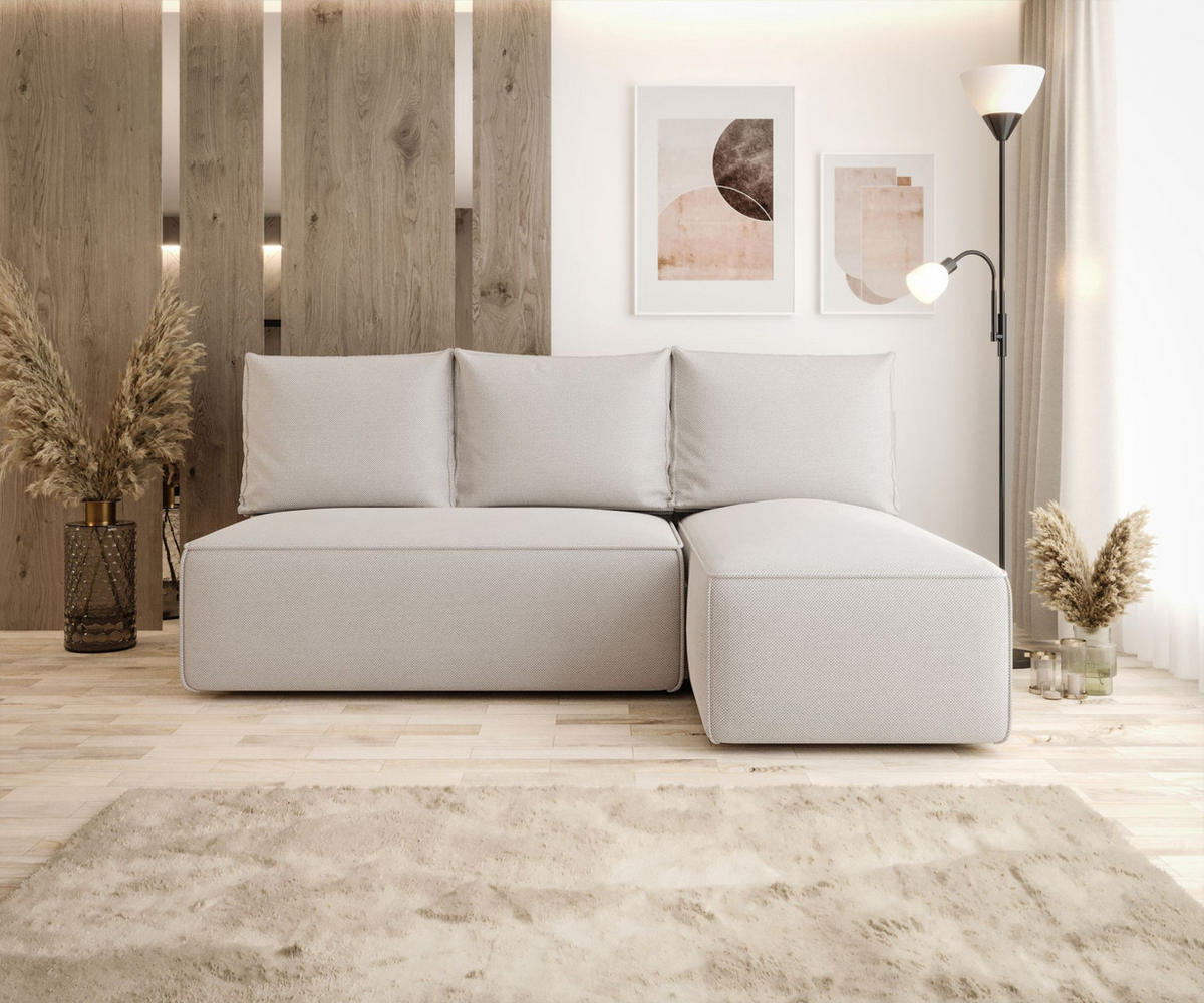 ECKSOFA mit Schlaffunktion SAVIO MINI Curio 02 Rechts - Creme, Textil (200/140cm) - Bedante