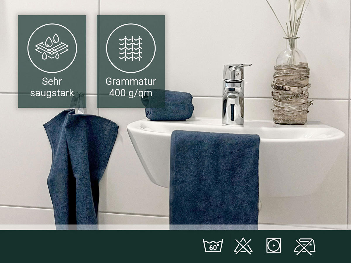 GÄSTETÜCHER, 10er-Set, 30x50 cm, 100% Baumwolle, Blau - Dunkelblau, Textil (30/50cm) - Zollner