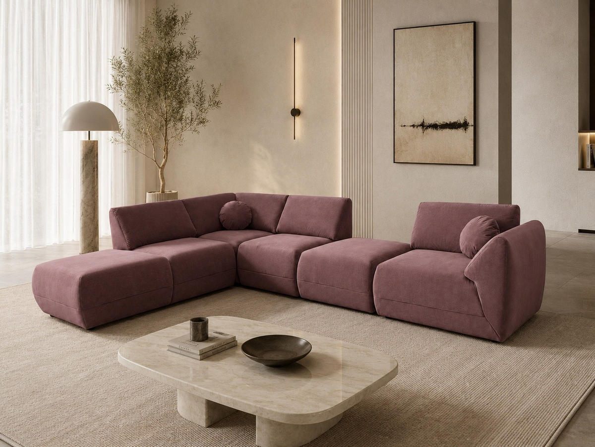 ECKSOFA Cordoba Modulares Links Altrosa - Altrosa, Textil (352/244cm) - KS Home Concept
