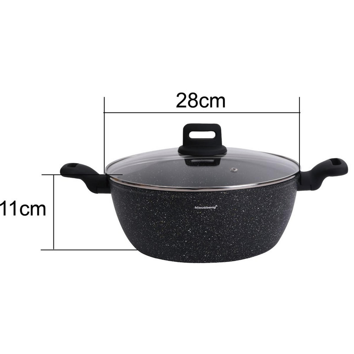 TOPF Schwarz 28/28/11 cm KB7672 - Schwarz, Glas (28cm) - Klausberg 
