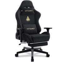 GAMINGSTUHL Stoff Computerstuhl mit Fußstütze Schwarz - Schwarz, Metall (70/135/59cm) - Kaket