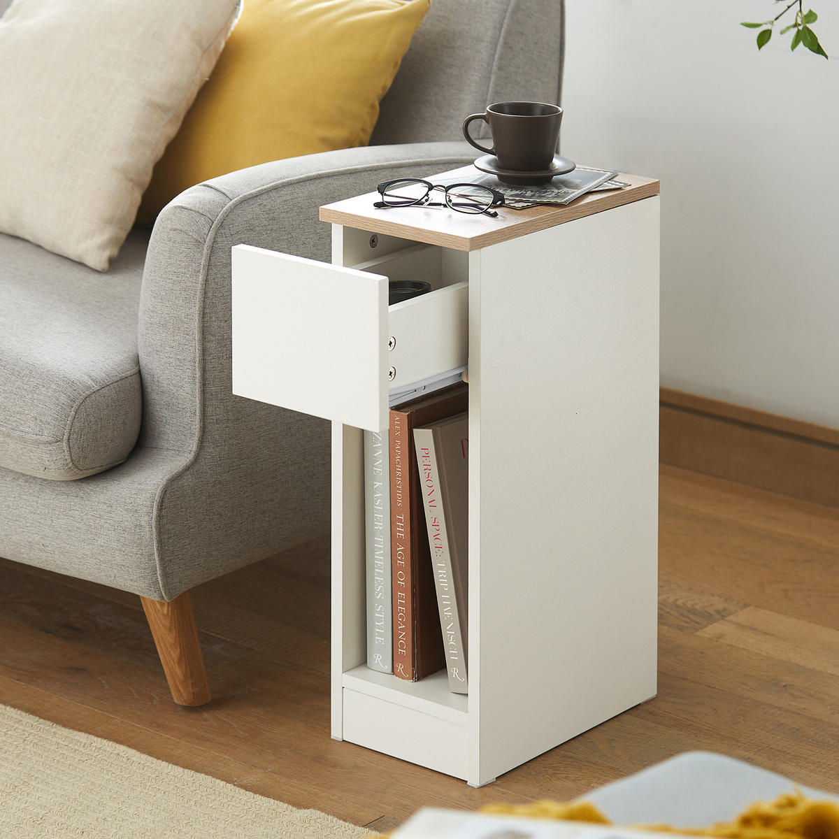 NACHTTISCH Weiß - Weiß (35.0/20.0/60.0cm) - SoBuy