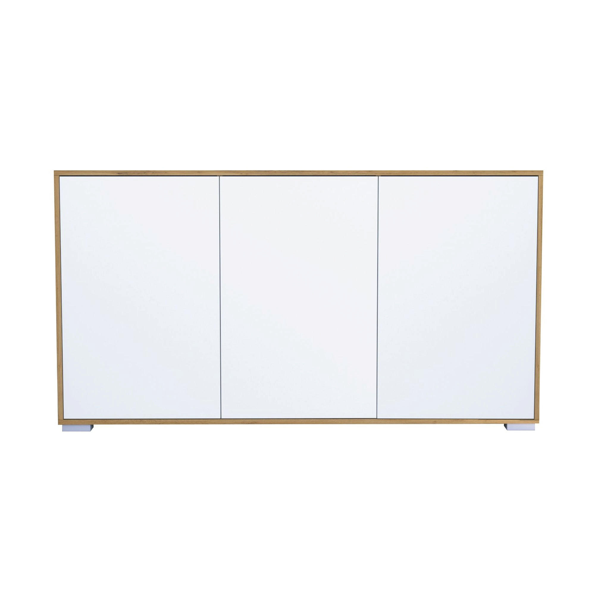 SIDEBOARD Elena, Kommode mit Push-to-Open, Made in Germany, Moderner Schrank, Eiche Evoke/Weiß matt (152,5 x 83 x 37 cm) - Weiß, Holzwerkstoff (152.5/83/37cm) - InnoFurn