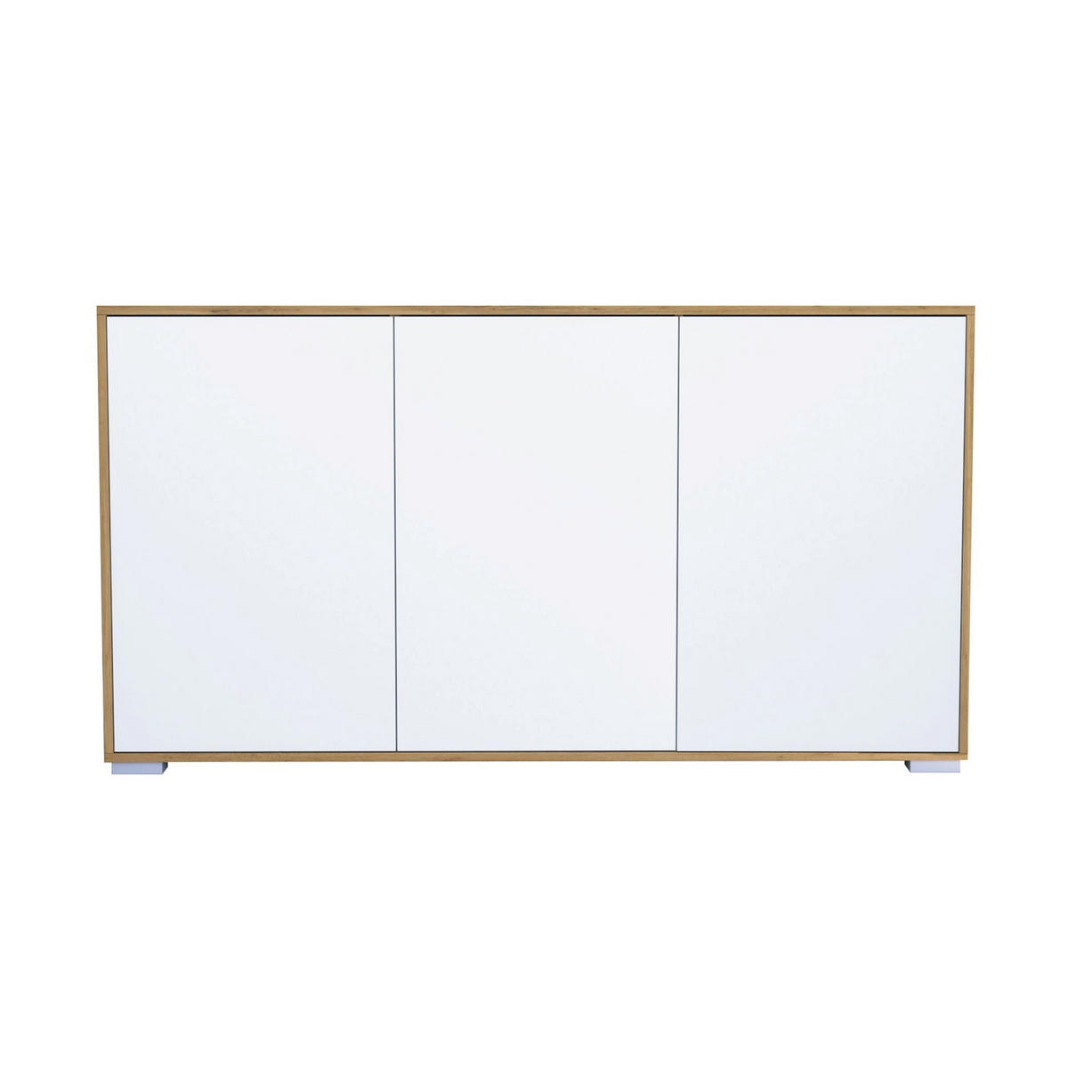 SIDEBOARD Elena, Kommode mit Push-to-Open, Made in Germany, Moderner Schrank, Eiche Evoke/Weiß matt (152,5 x 83 x 37 cm) - Weiß, Holzwerkstoff (152.5/83/37cm) - InnoFurn