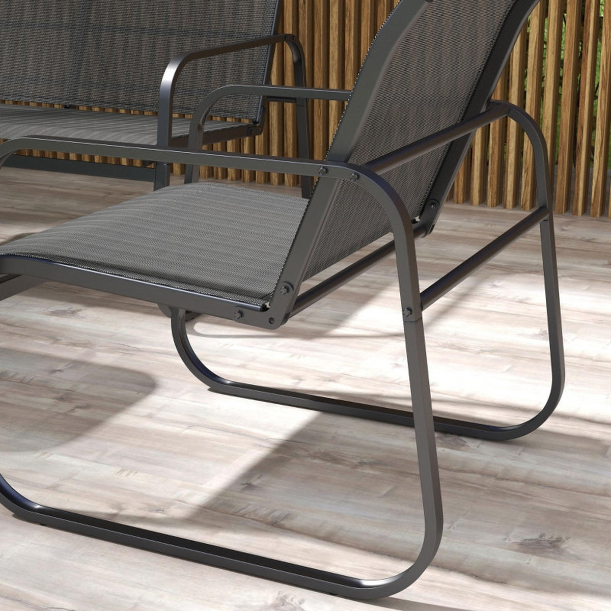 GARTENMÖBELSET aus Mesh 4-teilig 111x70x75cm schwarz mit Hartglasplatte - Schwarz, Textil - Modfu