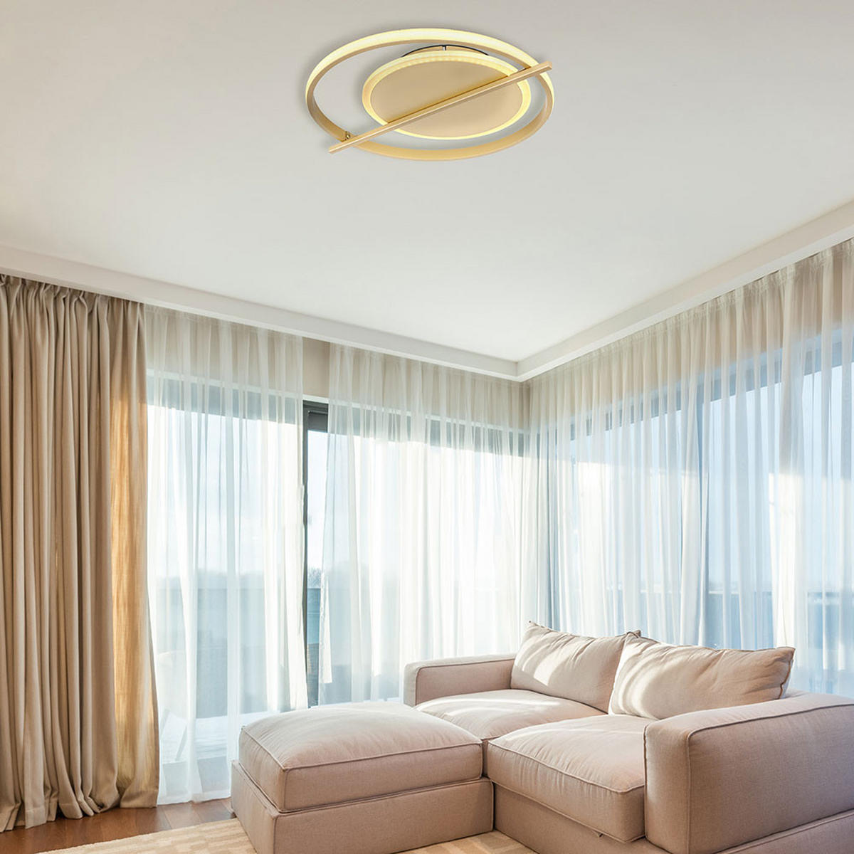 LED DECKENLEUCHTE Metall Goldfarben - Goldfarben, Metall (40/36/5cm) - Globo Lighting