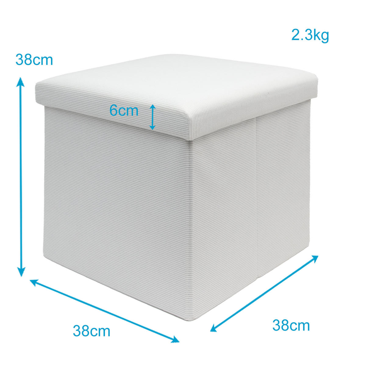 FALTBARER SITZHOCKER - Weiß, Textil (38/38/38cm) - Intirilife