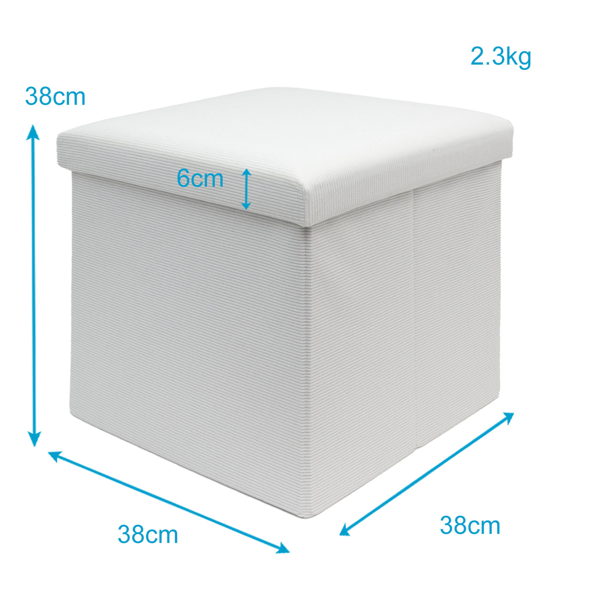 Thumbnail - Intirilife Faltbarer, Weiß, Textil, 38x38x38 cm, Wohnzimmer, Hocker, Sitzhocker