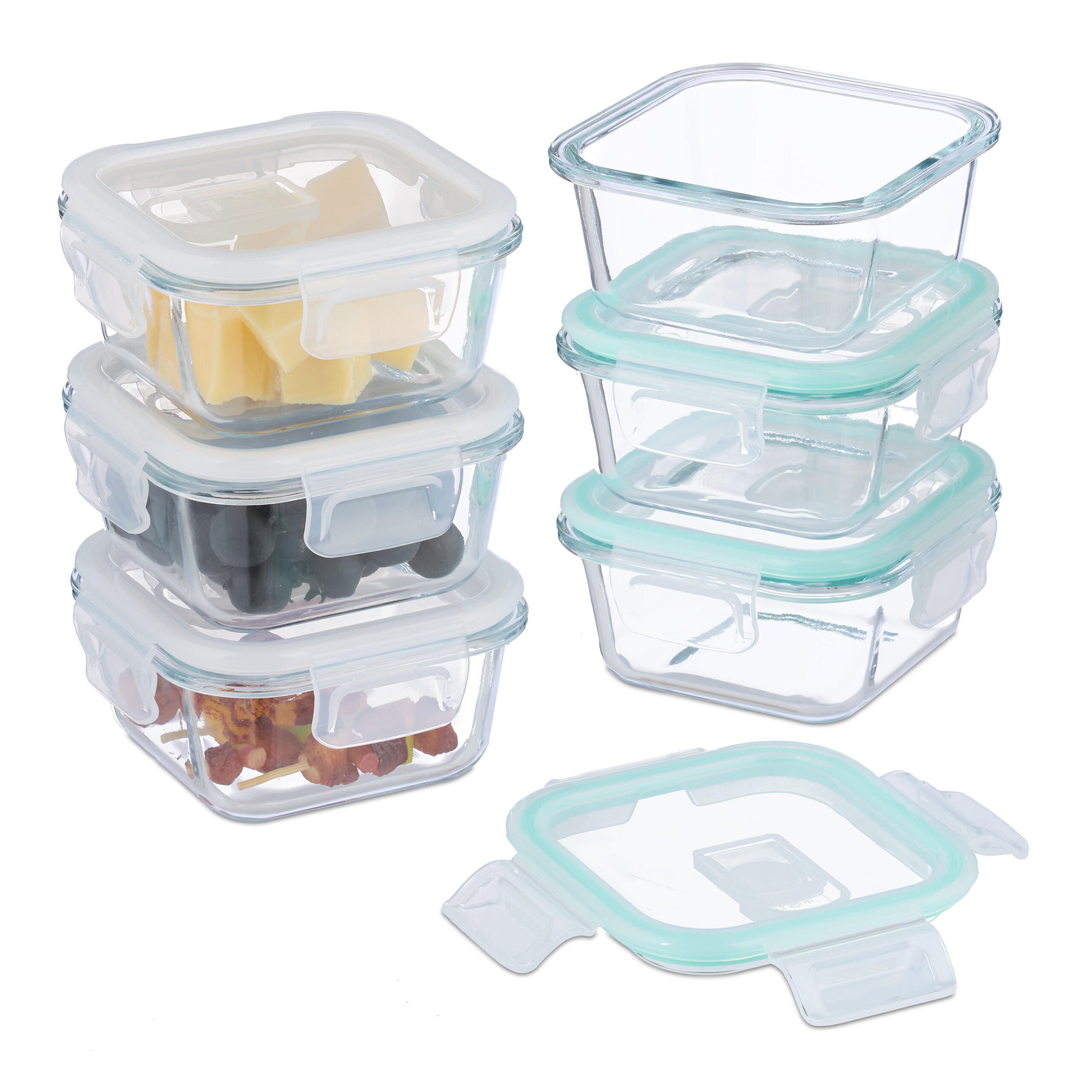 GLASBEHÄLTER-SET - Transparent, Glas/Kunststoff (14.5/7/14.5cm) - Relaxdays