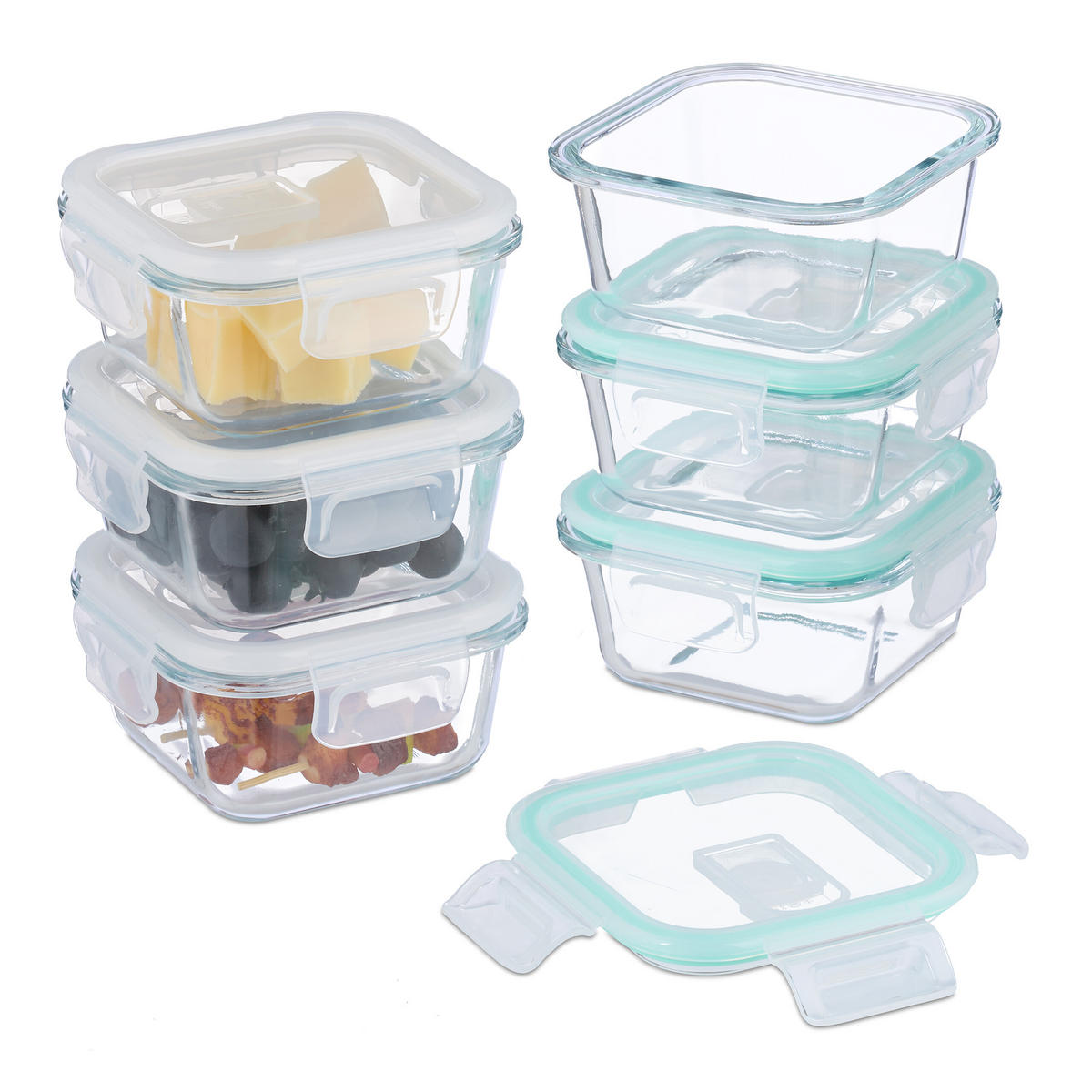 GLASBEHÄLTER-SET - Transparent, Glas/Kunststoff (14.5/7/14.5cm) - Relaxdays