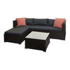 POLY-RATTAN GARNITUR Braun, Grau, Orange - Braun/Orange, Kunststoff - MCW