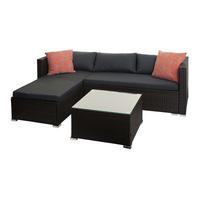 POLY-RATTAN GARNITUR Braun, Grau, Orange - Braun/Orange, Kunststoff - MCW