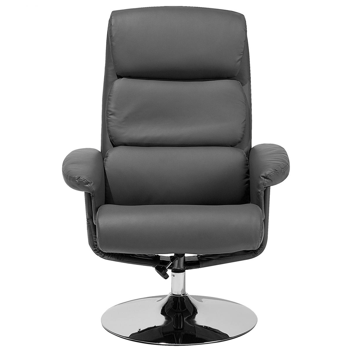 MASSAGESESSEL mit Fußhocker Kunstleder Grau Legend - Grau, Textil/Metall (50/103/80cm) - Beliani