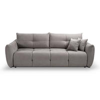 BETTSOFA MODA Beige Chenille-Stoff mit Schlaffunktion - Beige, Holz (245/86/110cm) - MASSENO