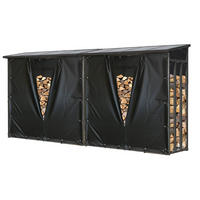 KAMINHOLZREGAL Außen 2 Stück 143x70x145 cm Metall Anthrazit mit Wetterschutz 2,8 m³ / 4 SRM - Anthrazit/Schwarz, Metall (143/145/70cm) - QUICK STAR