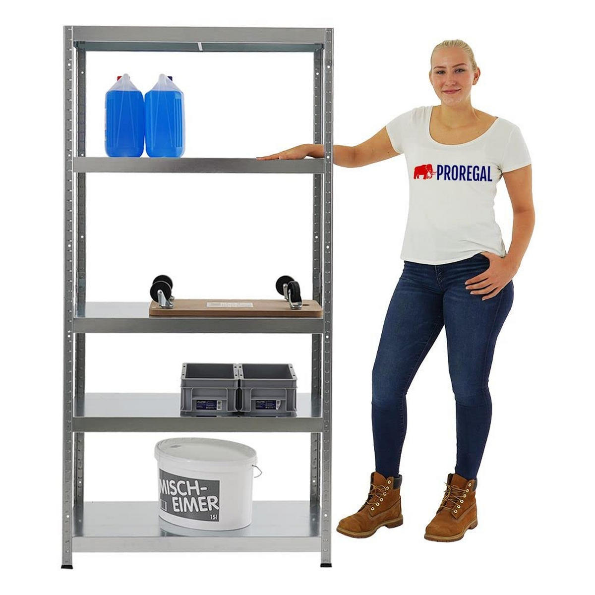 SCHWERLASTREGAL Steel Eagle 180x90x40 cm Fachlast 130 kg Verzinkt - Silberfarben, Metall (90/180/40cm) - PROREGAL