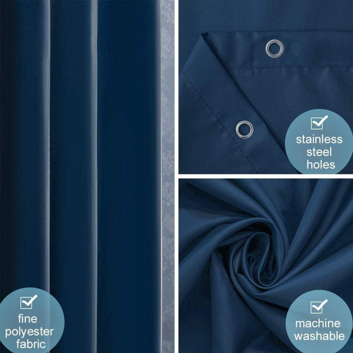 DUSCHVORHANG Dunkelblau 180 x 210 cm - Dunkelblau, Textil (180/210cm)