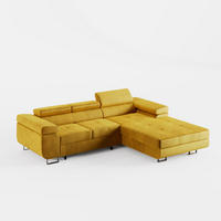 ECKSOFA VEMO CORE Rechts Gelb Velours-Stoff mit Schlaffunktion und Bettkasten - Gelb, Holz/Metall (280/205cm) - Barchello