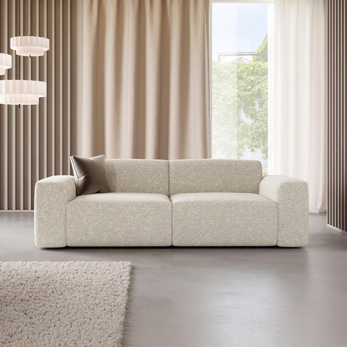 SOFA Torino 3 Sitzplätze Beige - Beige, Holz (240/70/104cm) - Petits-meubles