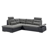 ECKSOFA mit Schlaffunktion, Armlehnfunktion und Kopfstützen - Chromfarben/Grau, Textil (260/219cm) - ed exciting design