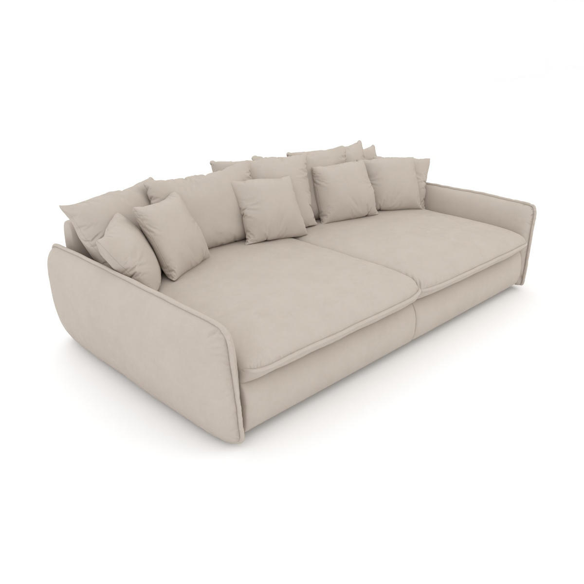 BIGSOFA Hereford XXL Flachgewebe Beige inkl. 12 Kissen 274/131/61 cm - Naturfarben, Kunststoff/Textil (274/61/131cm) - foamnova