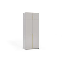 DREHTÜRENSCHRANK Apollonia I ohne Spiegel 100x204cm 2-türig, kaschmir, goldene Griffe - Kaschmir/Goldfarben, Kunststoff (58/250/100cm) - Margaret Hadas24