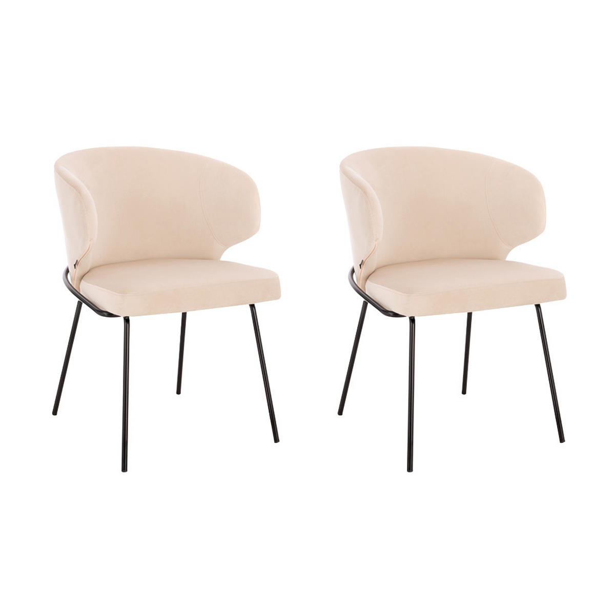 ESSZIMMERSTUHL AMARA - Menge: 2, Farbe: Samt Beige - Beige, Kunststoff (79/59/55cm) - Home Deluxe