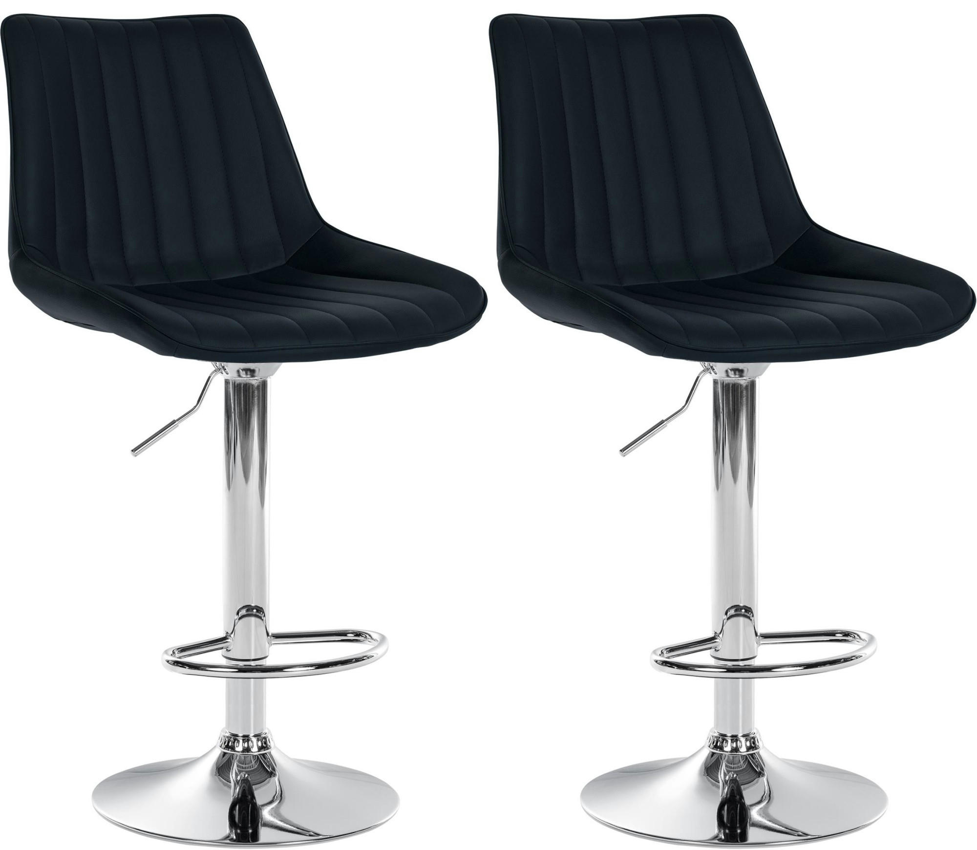 BARHOCKER 2er Set Lederlook schwarz - Schwarz, Textil/Metall (49.5/91/50cm) - CLP
