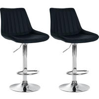 BARHOCKER 2er Set Lederlook schwarz - Schwarz, Textil/Metall (49.5/91/50cm) - CLP