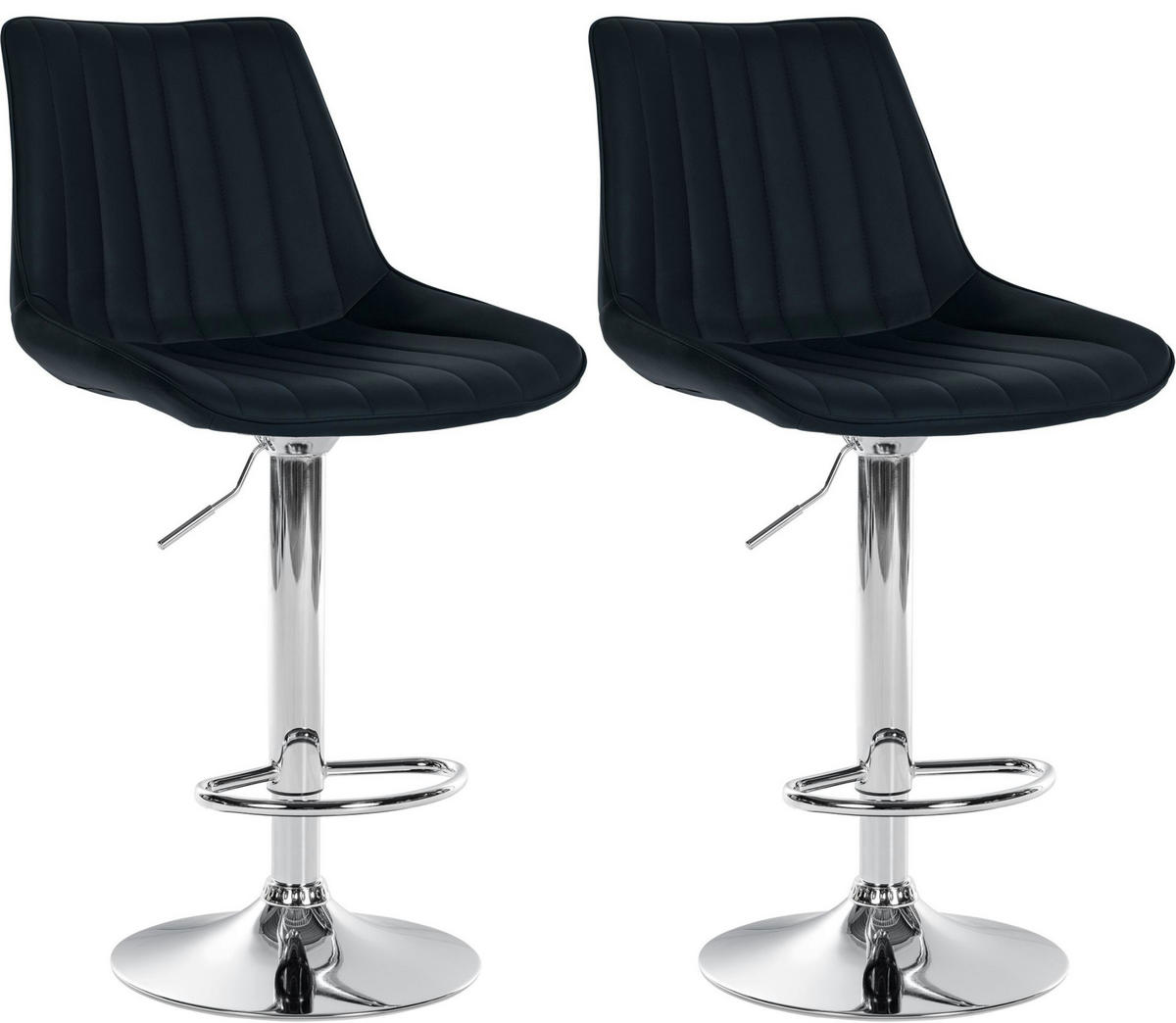 BARHOCKER 2er Set Lederlook schwarz - Schwarz, Textil/Metall (49.5/91/50cm) - CLP