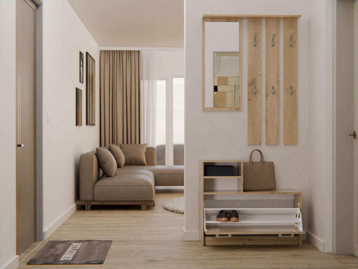 GARDEROBENSET Verena (2-teilig) - Eiche Artisan, Holzwerkstoff (85/180/24cm) - kommodly