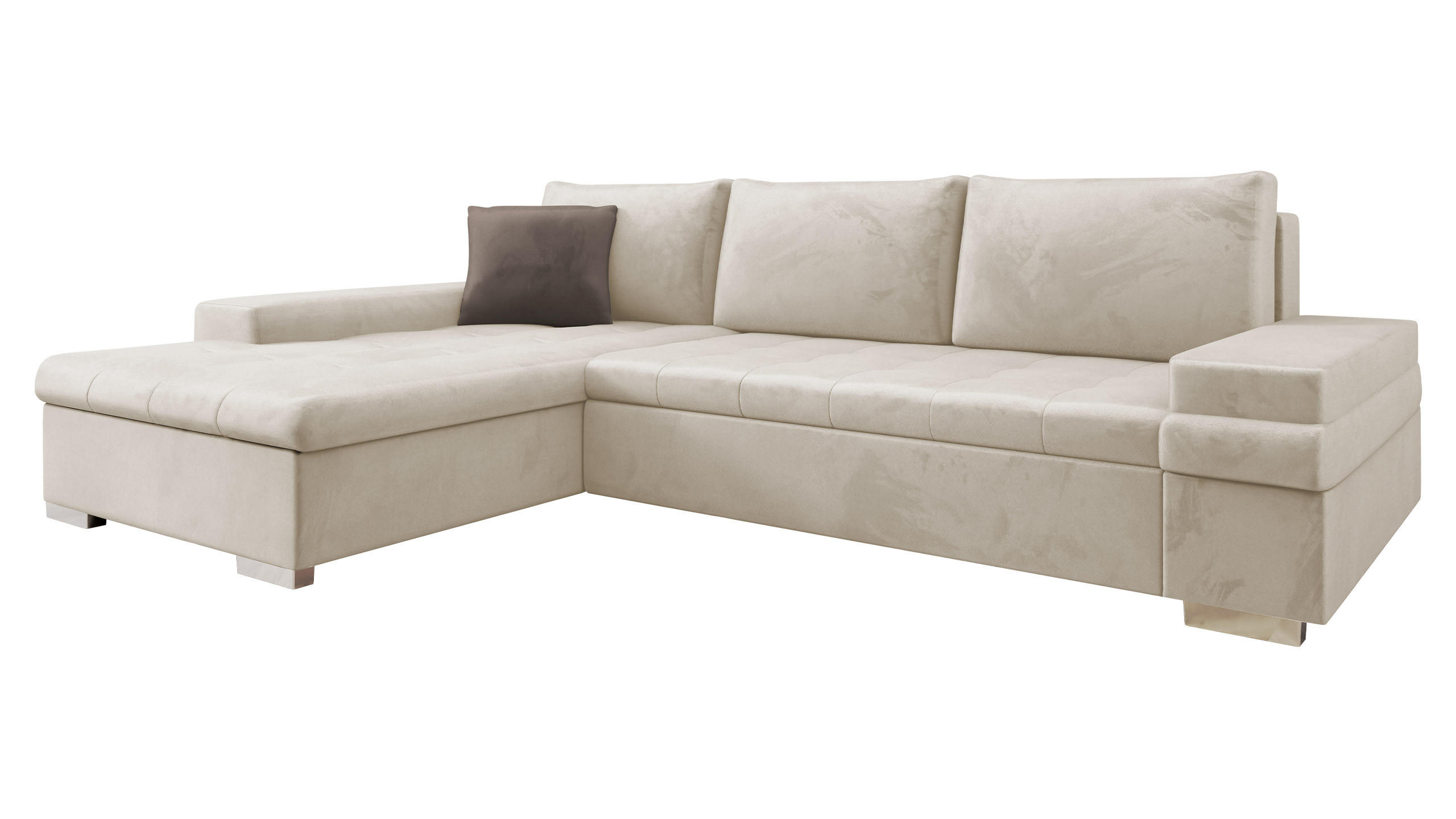 ECKSOFA Bangkok Mini Premium - Beige/Silberfarben, Holz/Textil (274/182cm) - MIRJAN24