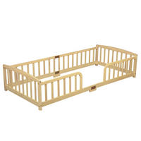 BODENBETT 90/200 cm DE-32892 mit Sicherheitsgeländer Naturholz - Naturfarben, Holz (90/200cm) - ComfortXL