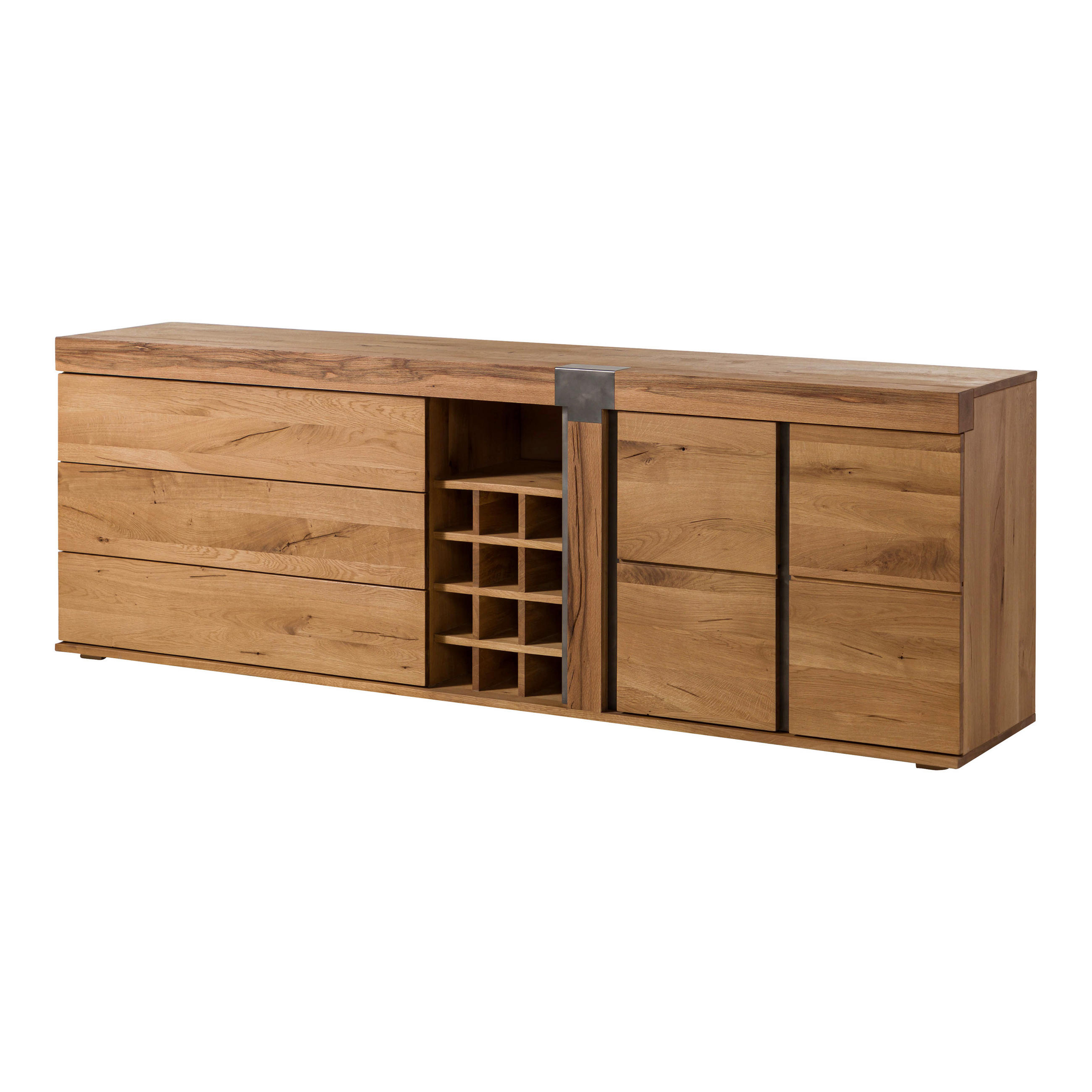 SIDEBOARD Wild-/Zerreiche 220x45x75 natur geölt NEW AMSTERDAM #17 - Naturfarben, Holz (220/75/45cm) - Massivmoebel24