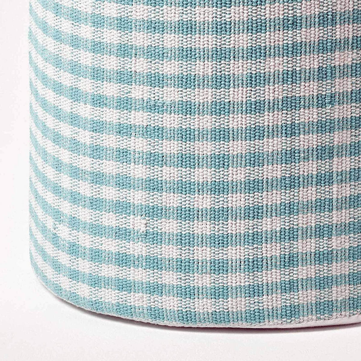 SITZPOUF Vichy-Karo blau, Hocker rund 40/40/42 cm - Blau, Textil (40/42/40cm) - Homescapes