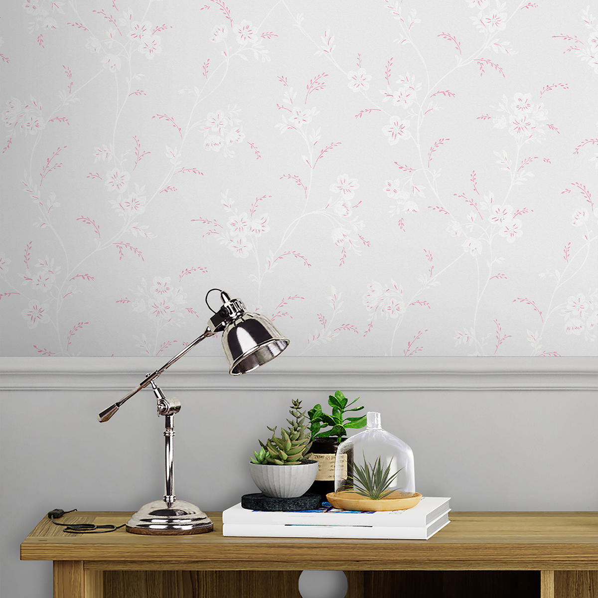 VLIESTAPETE Eva Floral Zuckergrau | Hellgrau | Blüte | 10mx52cm - Grau, Papier/Kunststoff (52/1000cm) - Graham & Brown
