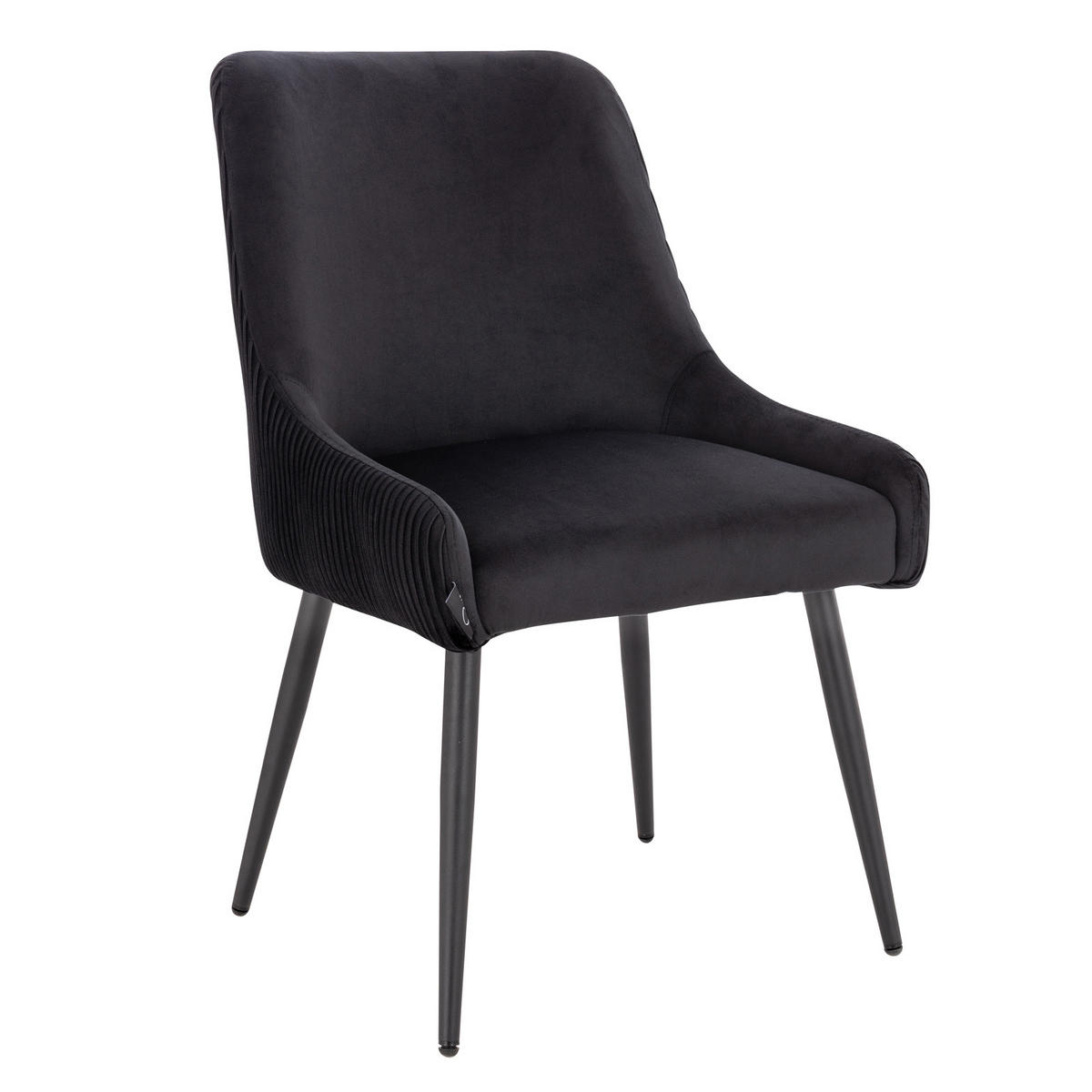 ESSZIMMERSTUHL ISABELLE 2er Set Samt Schwarz - Schwarz, Textil (55/85/63cm) - SVITA