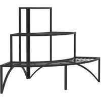 BLUMENSTÄNDER 87/60/60 cm, 3-stufiges Eckdesign aus Metall für Innen und Außen, Schwarz - Schwarz, Metall (60/60/87cm) - Redom