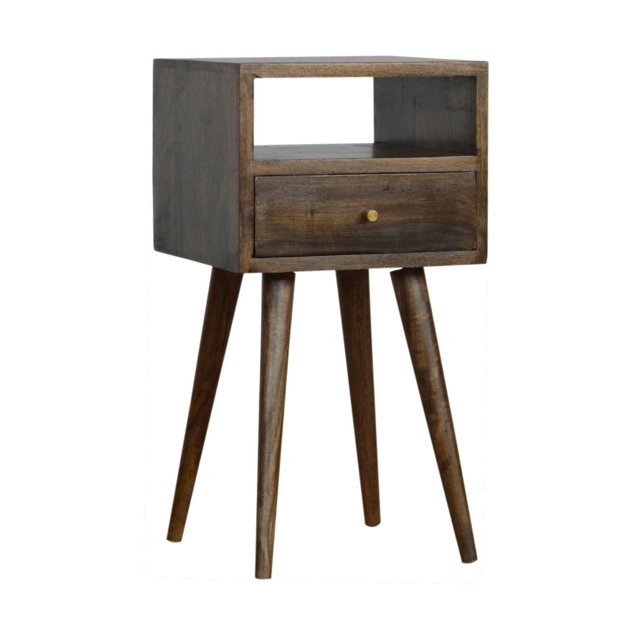 NACHTTISCH 1 Schublade, 1 offenes Regal, Graubraun - Braun, Holz (30/57/30cm) - Artisan Furniture