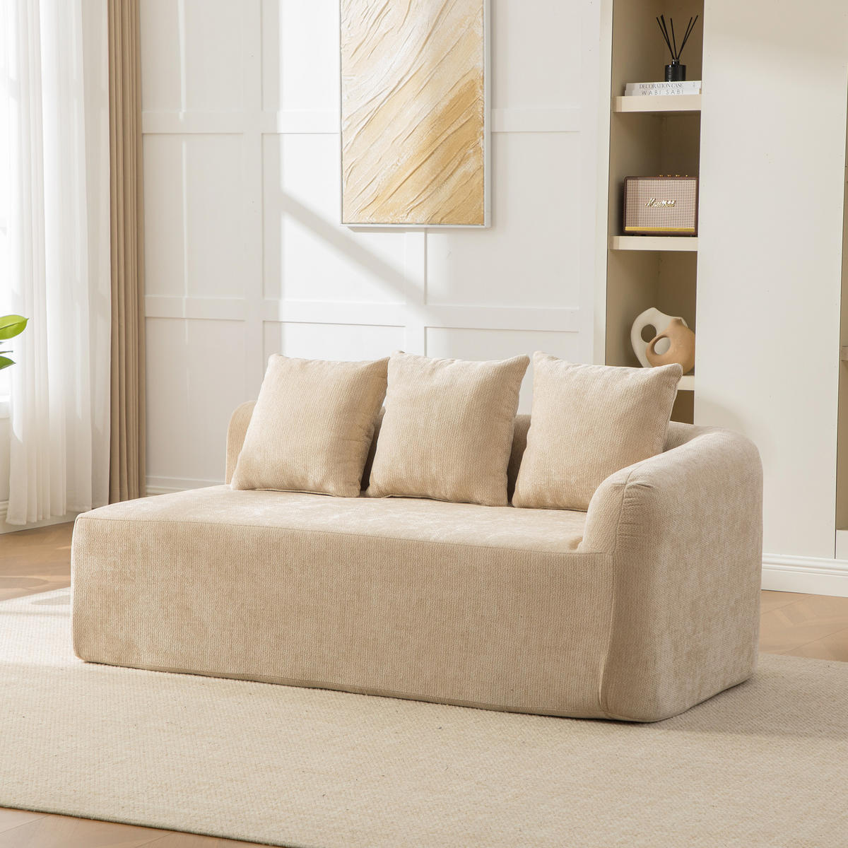 SOFAELEMENT DE-35127 rechte mit Chenille-Bezug Hellkhaki - Sandfarben, Textil (99/80.5/171.5cm) - ComfortXL