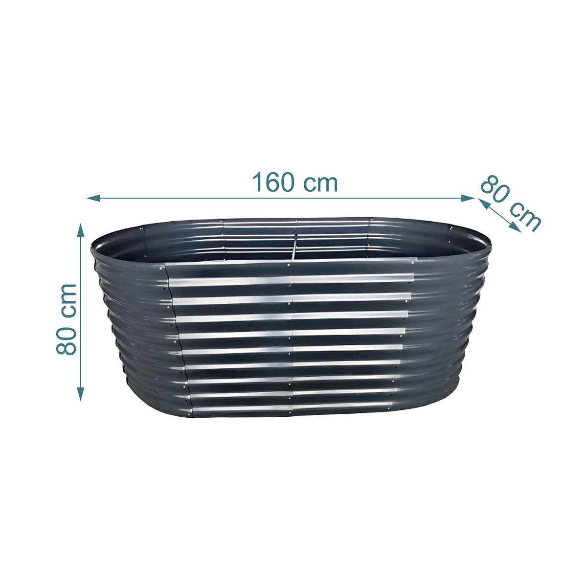 HOCHBEET - Anthrazit, Metall (80/160/80cm) - Relaxdays