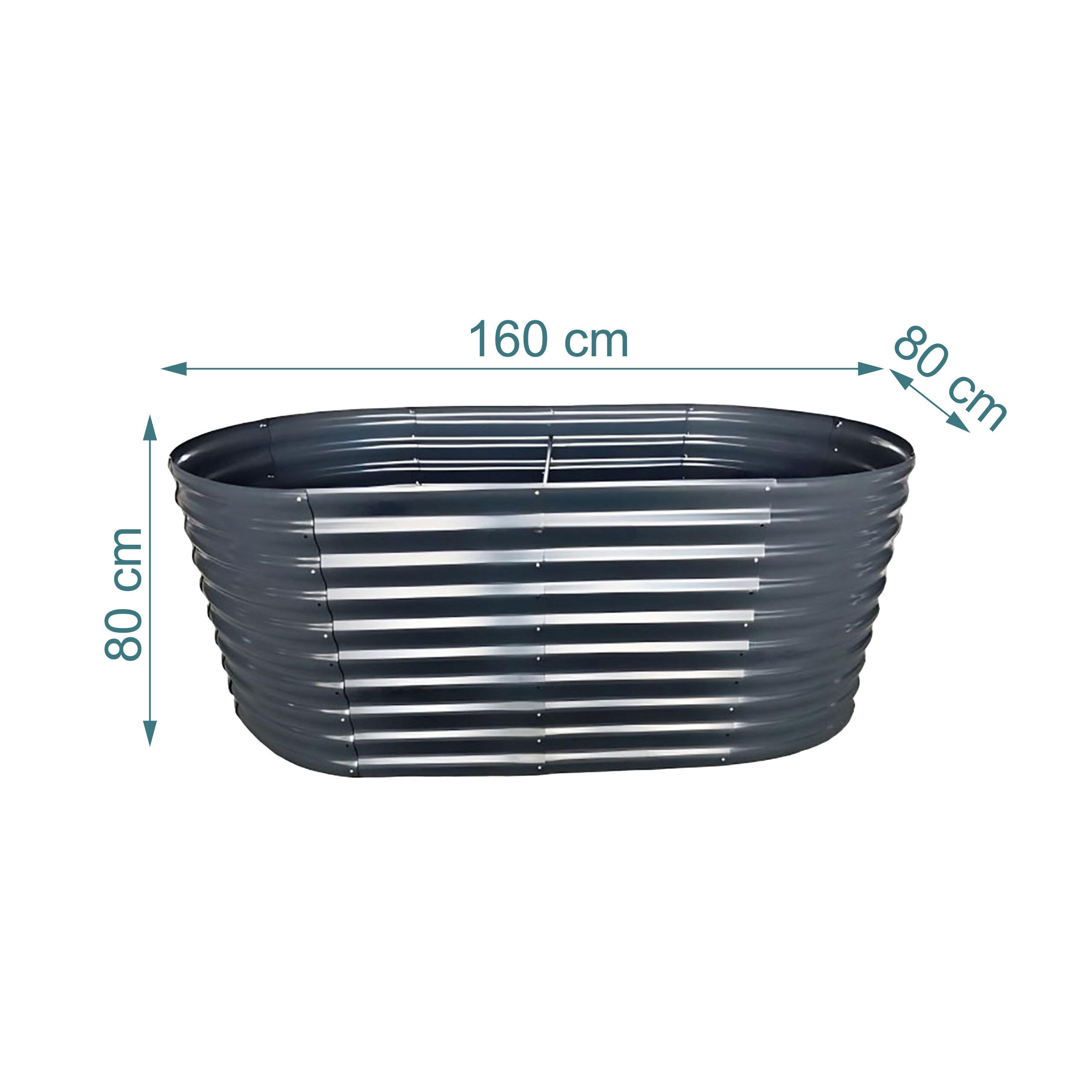 Thumbnail - Relaxdays Hochbeet, Anthrazit, Metall, Oval, 80x160x80 cm, Gartenzubehör, Hochbeete