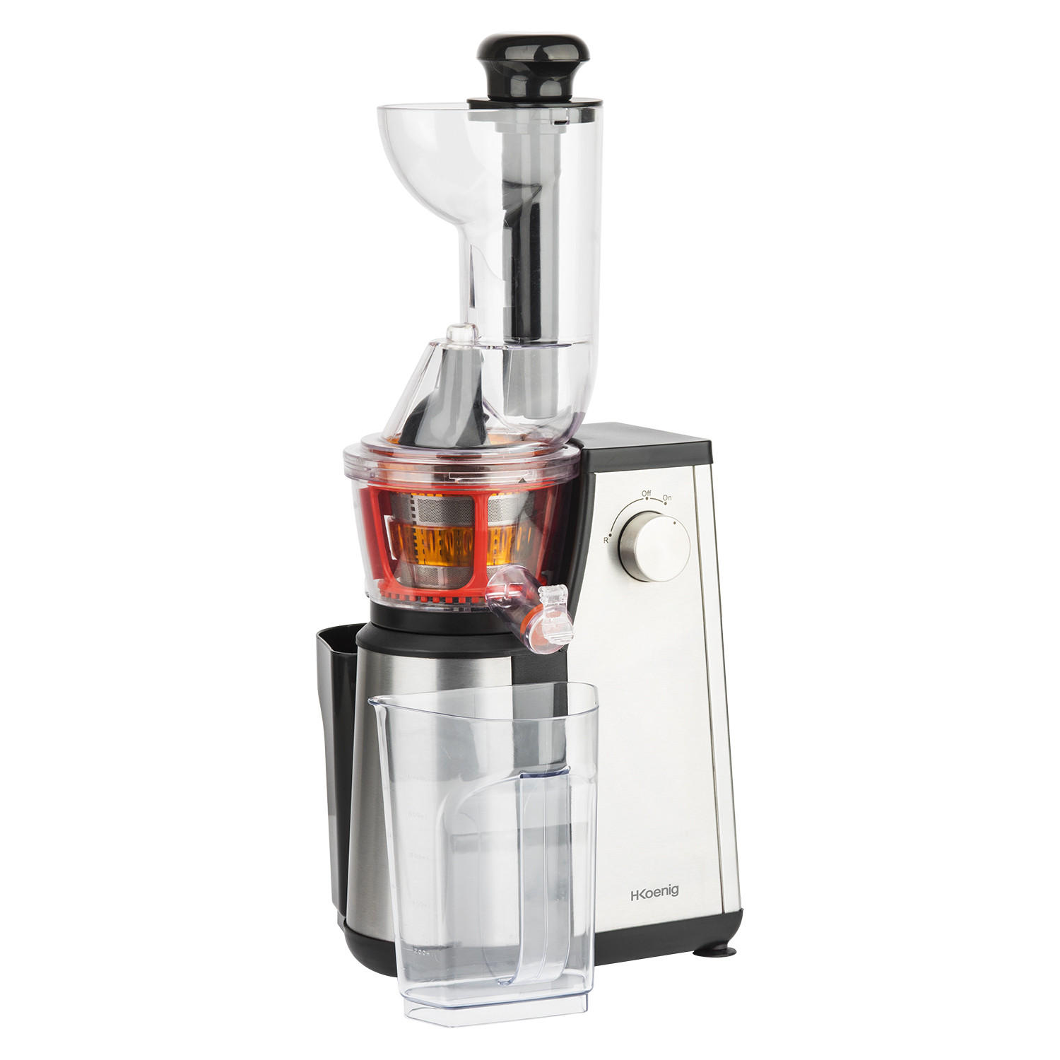 ENTSAFTER GSX18 Silber, Slow juicer, Tropfstopsystem, mit Tresterbehälter - Silberfarben, Metall (38/57/24cm) - HKoenig