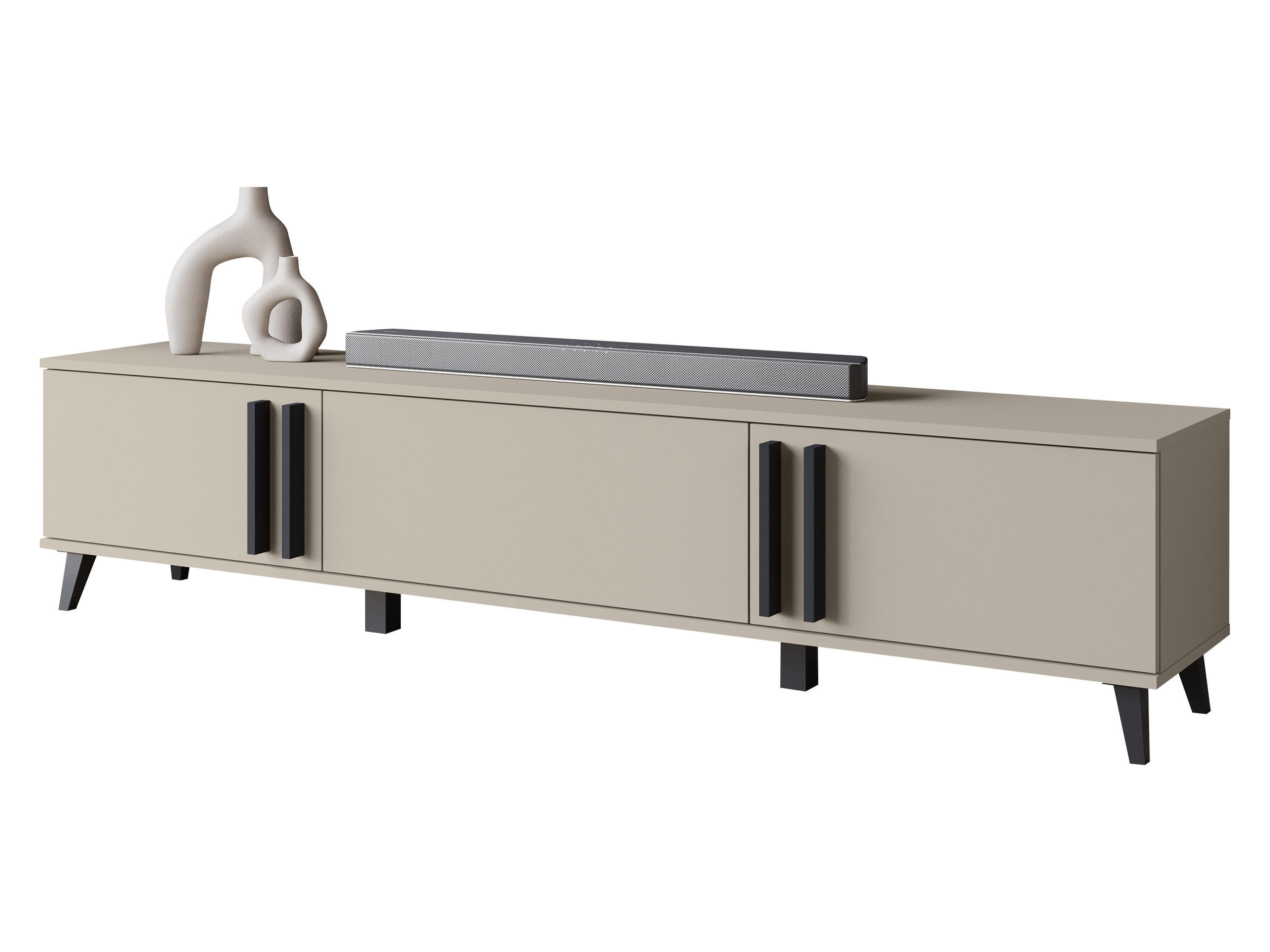 TV-LOWBOARD Helsinki 183 - Beige/Schwarz, Holzwerkstoff/Kunststoff (180/70/33cm) - MIRJAN24