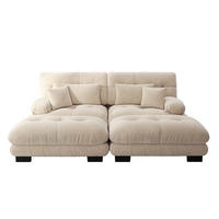 ECKSOFA modular mit 2 Ottomane, 2 Lendenkissen und 2 Dekokissen, Chenille, Hellkaffee - Cappuccino, Textil (220/145cm) - Redom
